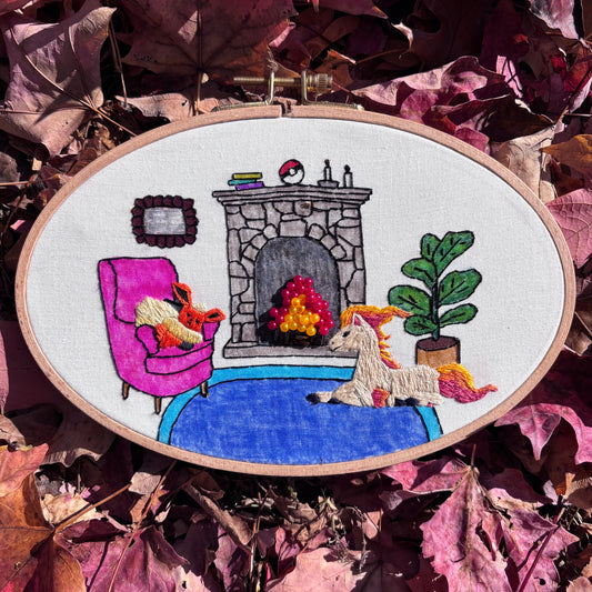 Sitting by the Fireplace | Embroidery